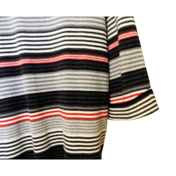 Croft & Barrow Striped Knit Top XL Black Silver Red Gray Scoop Neck 3/4 Sleeve - Picture 6 of 8